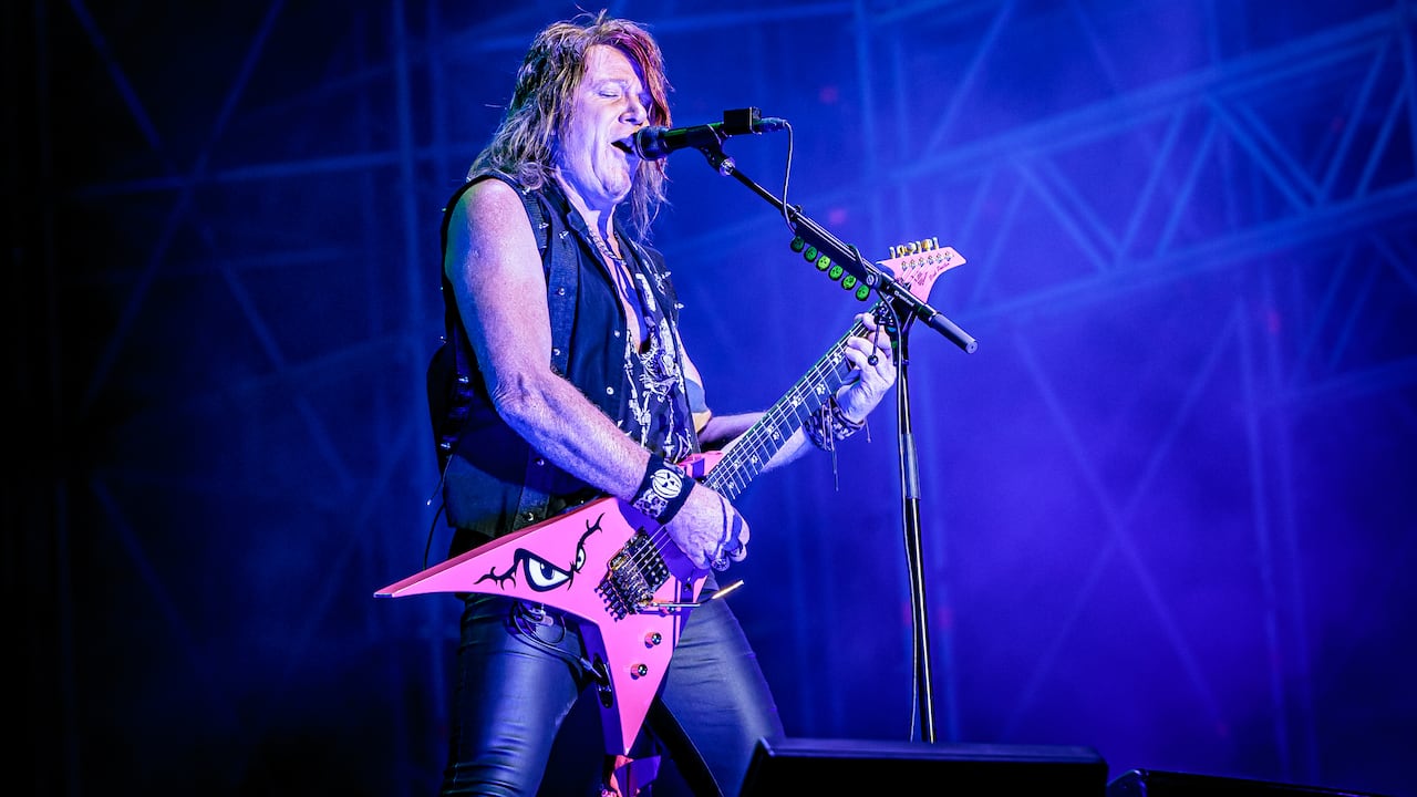 MILAN, ITALY - AUGUST 27: Kai Hansen of Helloween performs as part of the Milano Summer Festival at Ippodromo Snai San Siro on August 27, 2022 in Milan, Italy. (Photo by Sergione Infuso/Corbis via Getty Images)