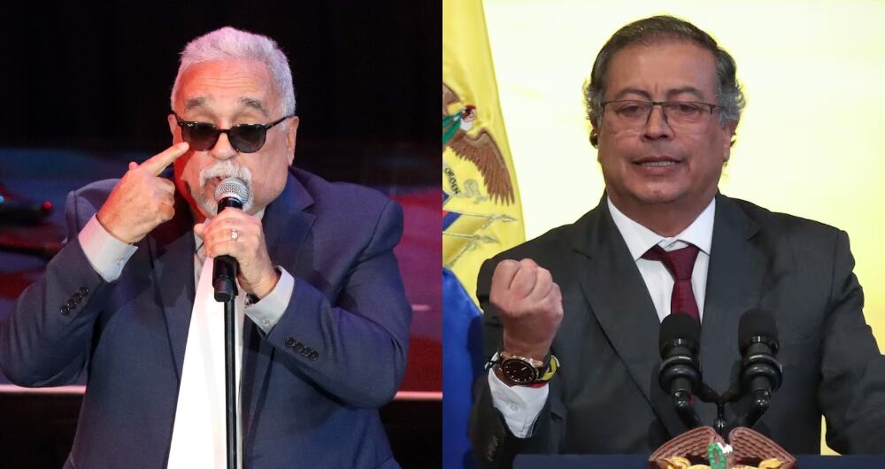 De izquierda a derecha: El cantante Willie Colón y el presidente Gustavo Petro.