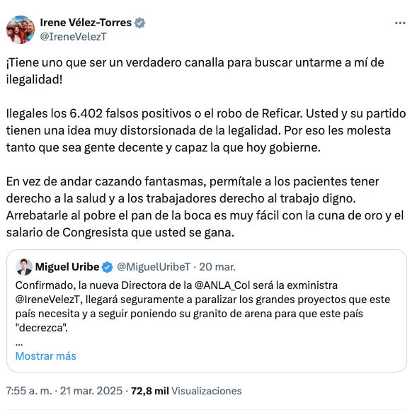 Mensaje de Irene Vélez