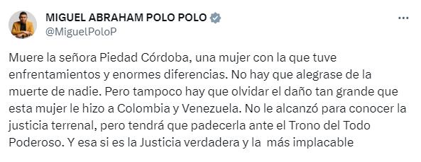 Reacción Miguel Polo Polo sobre Piedad Córdoba