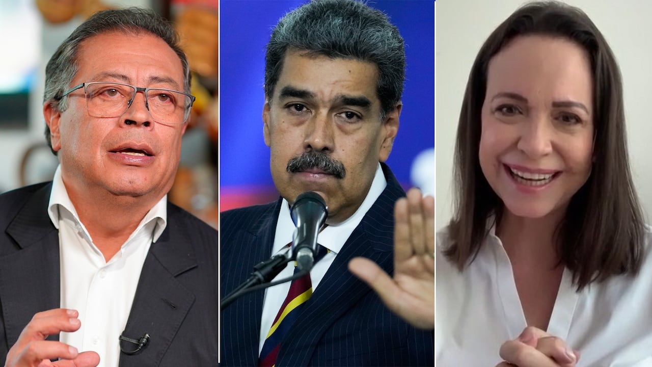 Gustavo Petro, Nicolás Maduro y María Corina Machado.