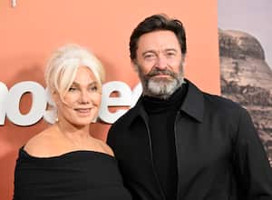 FILE - Hugh Jackman, right., and Deborra-Lee Furness Jackman attend the premiere of Apple Original Films' "Ghosted" in New York on April 18, 2023. Jackman and Deborra-lee Jackman have decided to end their marriage after 27 years and two children, the pair told People magazine Friday. In a joint statement provided to People, they said they “have been blessed to share almost 3 decades together as husband and wife in a wonderful, loving marriage." (Photo by Evan Agostini/Invision/AP, File)
