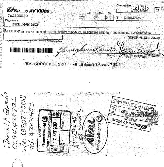 CHEQUE GARCÍA ARIZABALETA