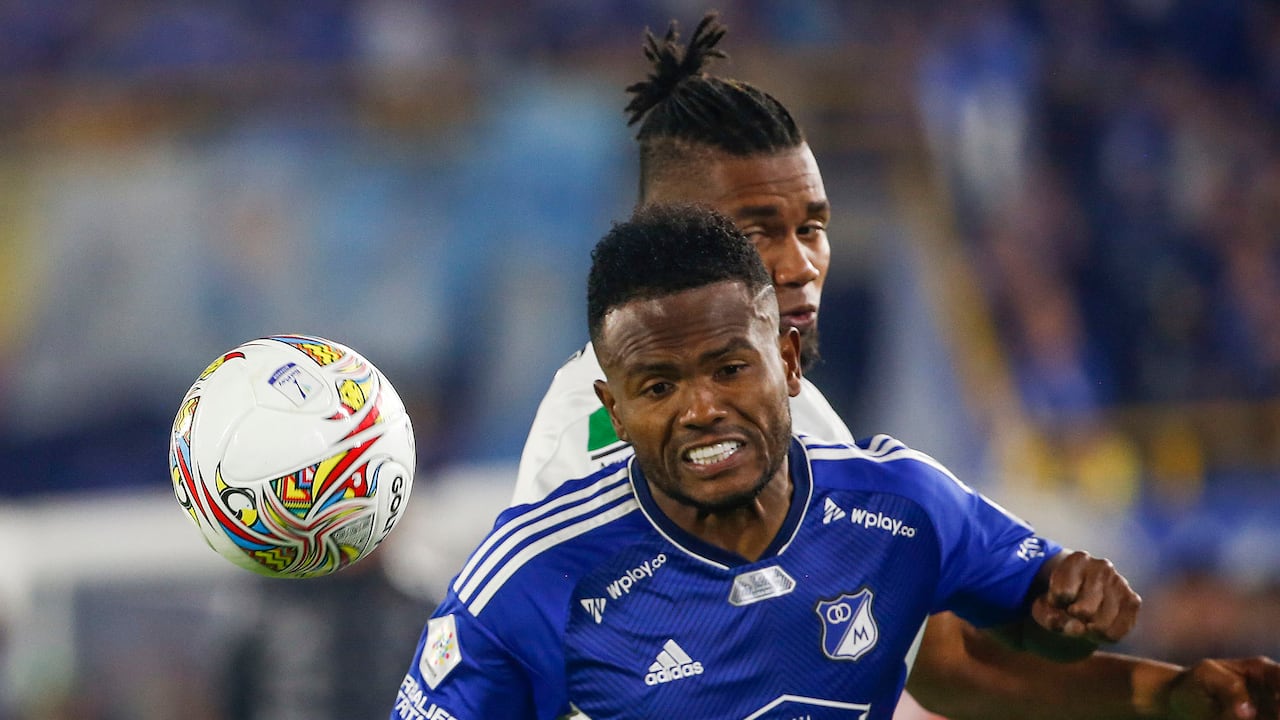 Elvis Perlaza en la final entre Millonarios y Nacional, por liga, en junio del 2023.