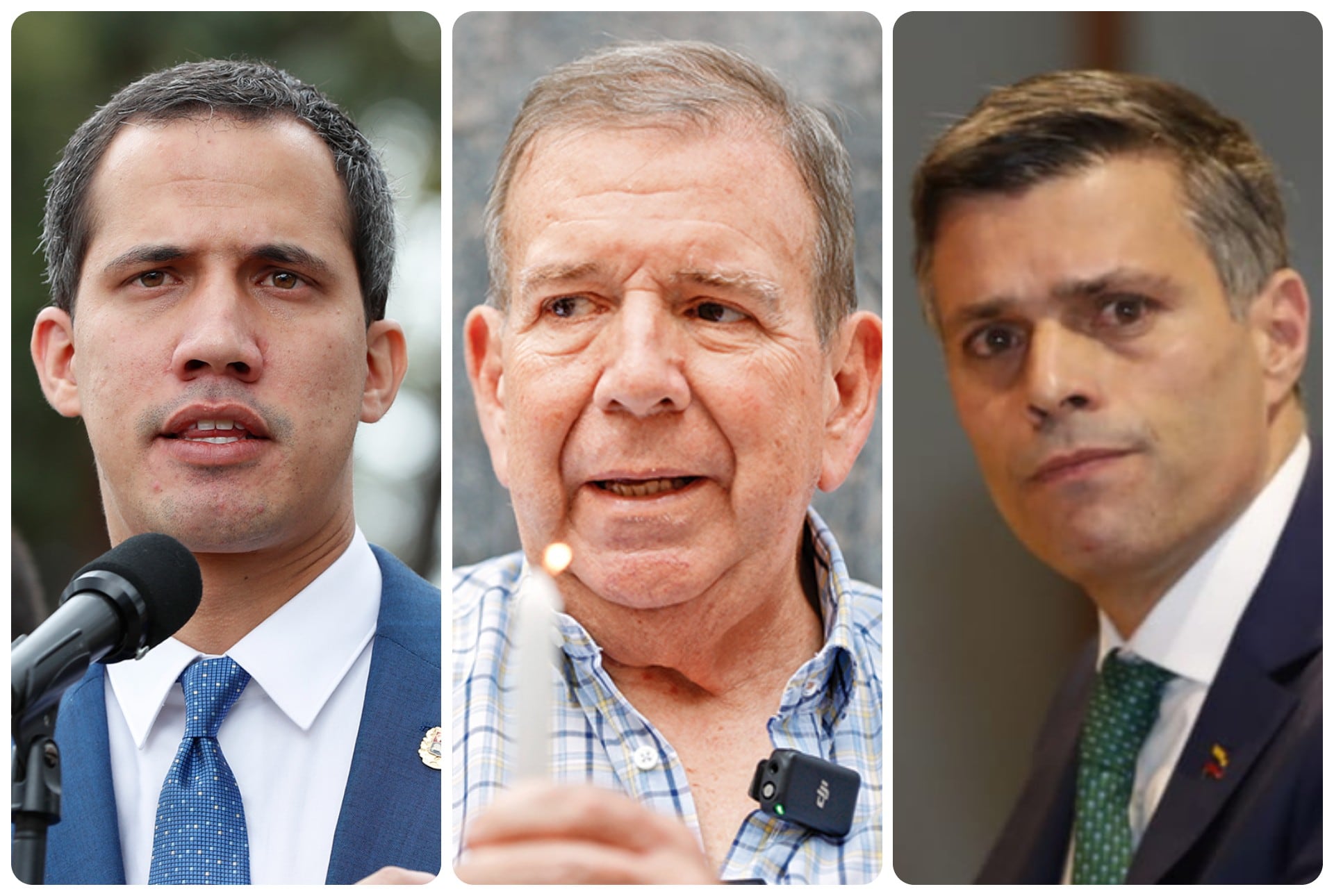 Juan Guaidó, Leopoldo López y Edmundo González son líderes venezolanos que han tenido que buscar asilo en otro país.