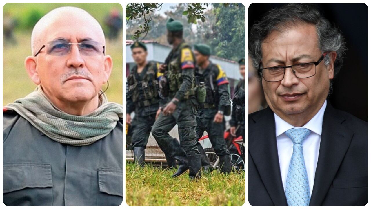 Antonio García, jefe máximo del ELN, y el presidente Gustavo Petro.