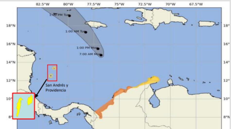Departamentos de Colombia en alerta por el potencial ciclón tropical 18.