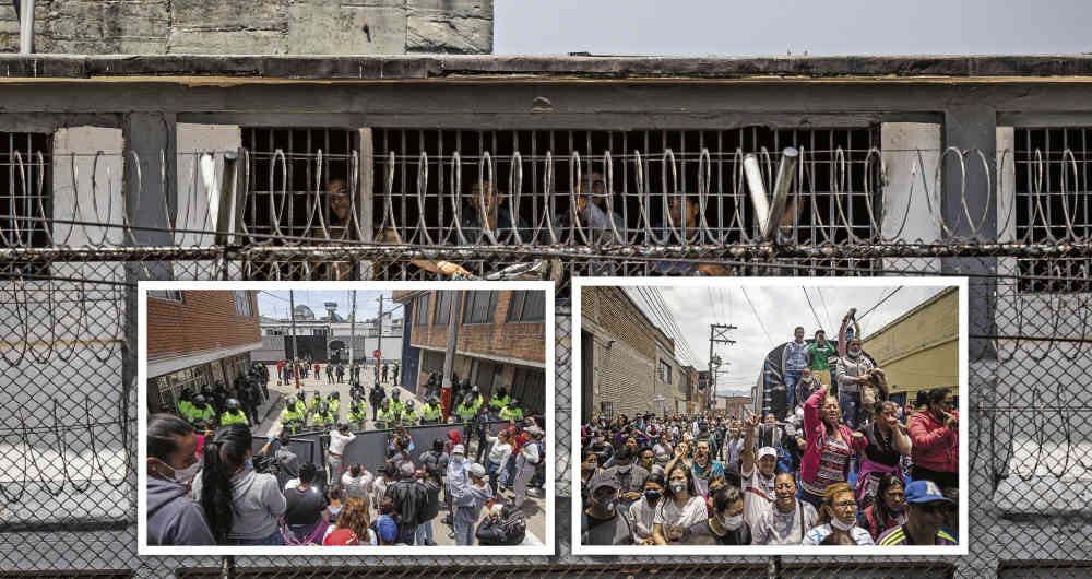 Decenas de familiares de los presos se agolparon a la entrada de La Modelo, después del motín. Pedían respuestas sobre el estado de sus seres queridos. A las afueras de la cárcel también hubo desorden y tensión. 