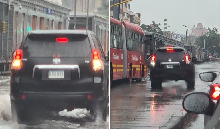 El automóvil estuvo en el carril exclusivo de TransMilenio en la tarde de este sábado 22 de octubre.