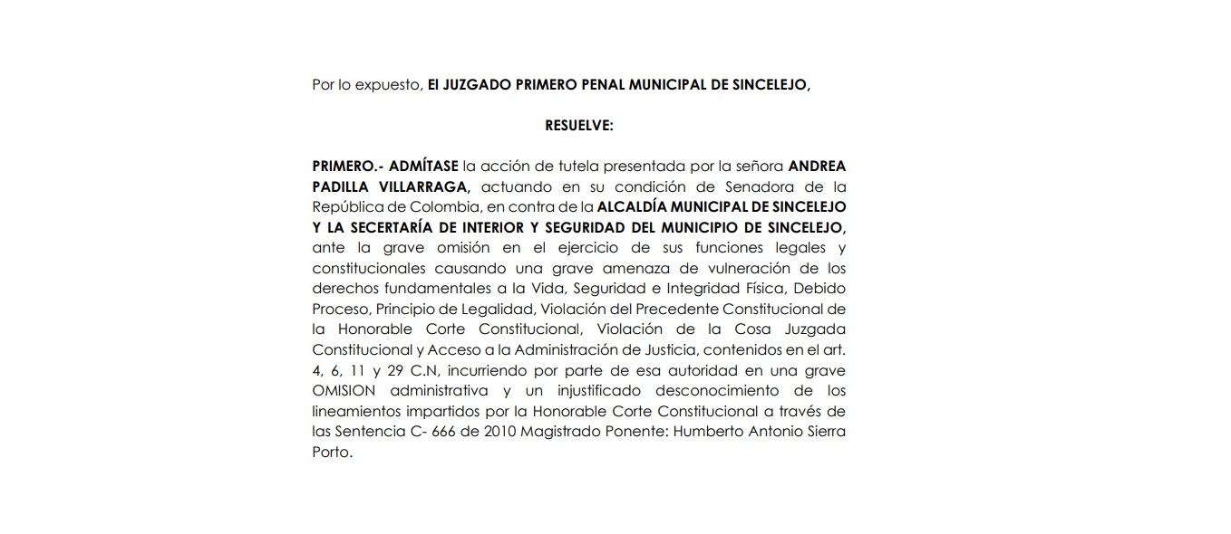 Tutela Corraleja Sincelejo