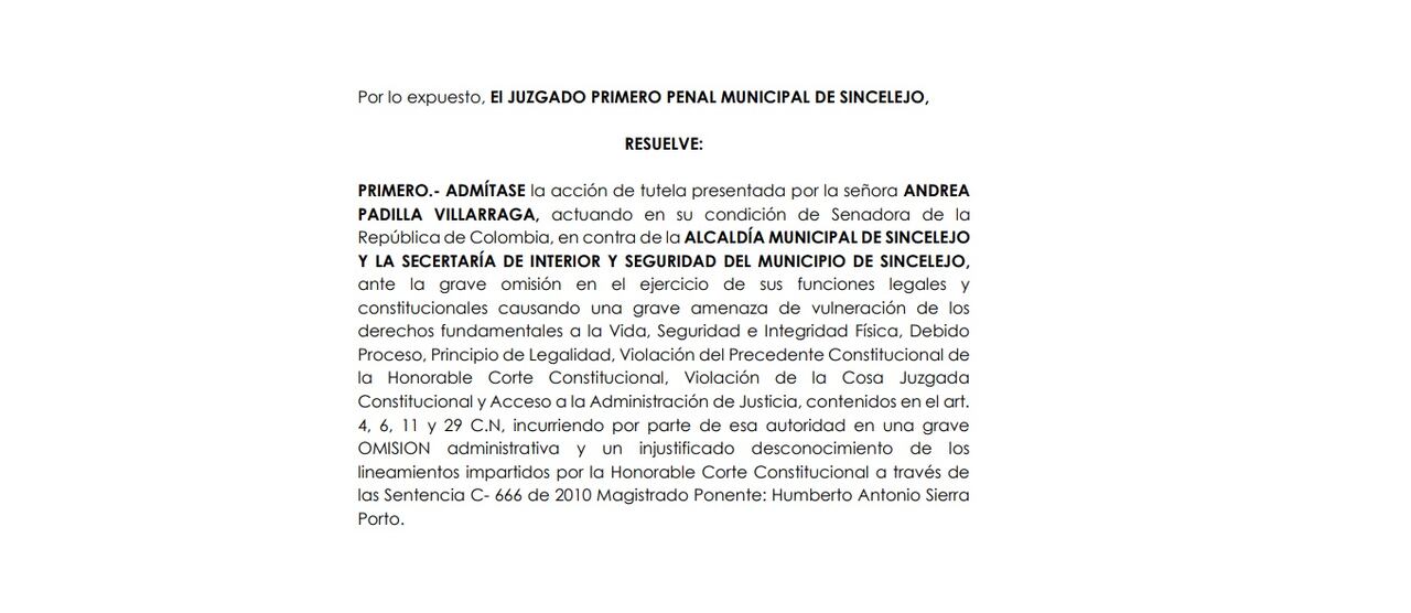 Tutela Corraleja Sincelejo