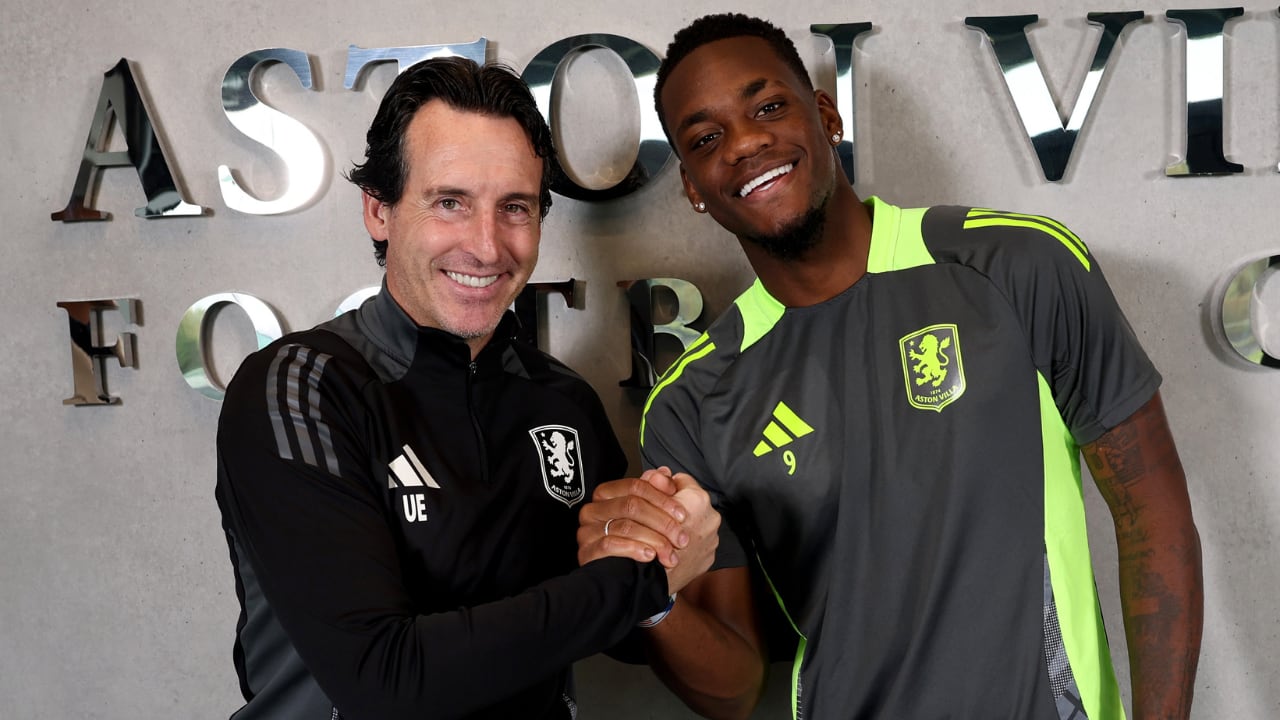 Unai Emery y Jhon Jader Durán en Aston Villa