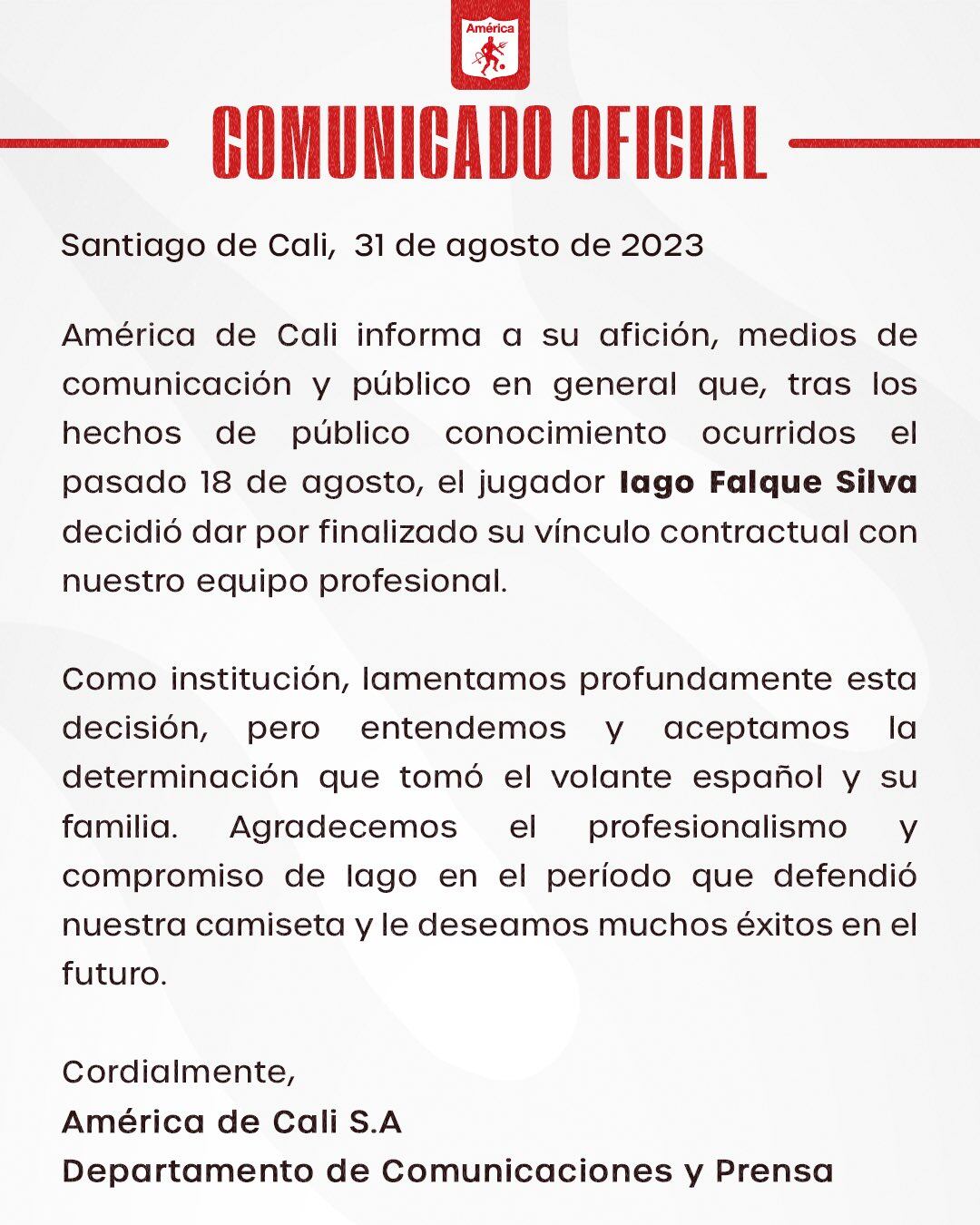 El jugador español no seguirá en el América de Cali