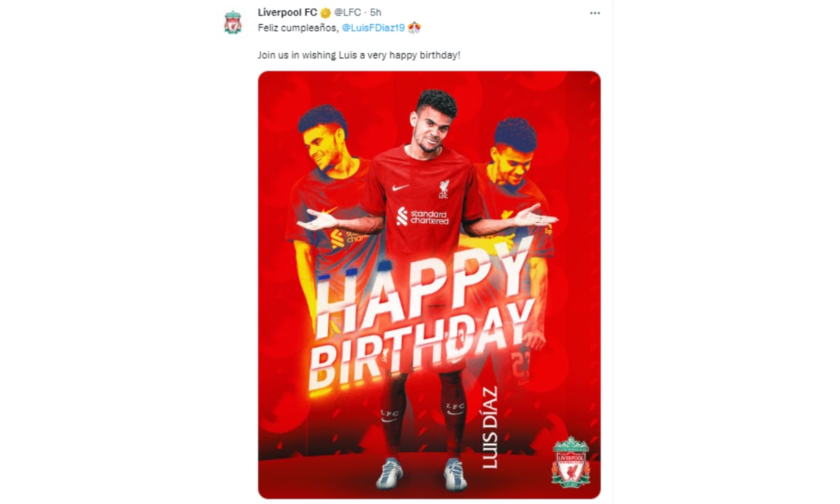 Luis Díaz. Foto: Twitter Liverpool FC (@LFC).