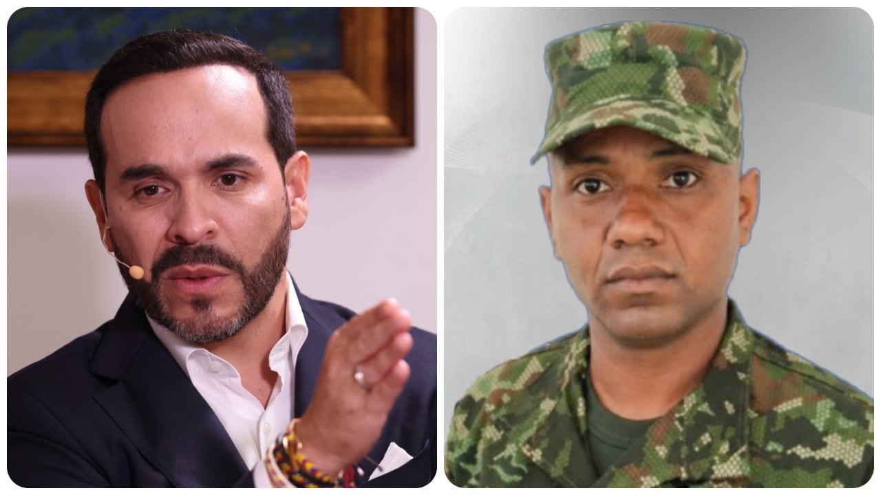 El presidente de la República, Abelardo De La Espriella, y el soldado asesinado por el ELN Neiver Madera Ricardo.