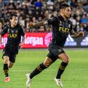 LOS ANGELES, CA - SEPTEMBER 12: Cristian Arango #29 of Los Angeles FC controls the ball during the game against Real Salt Lake at Banc of California Stadium on September 12, 2021 in Los Angeles, California. Los Angeles FC won 3-2. (Photo by Shaun Clark/Getty Images)