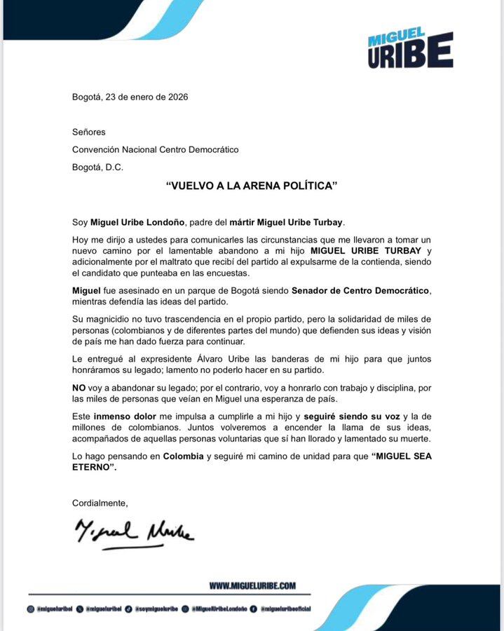 Carta de Miguel Uribe Londoño