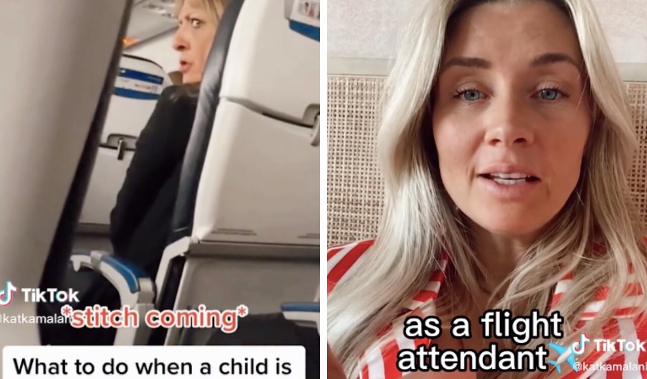 Kat Kalamani, que trabajó como auxiliar de vuelo y ahora es influenciadora en TikTok dio estos consejos a sus seguidores para un viaje con bebés llorando