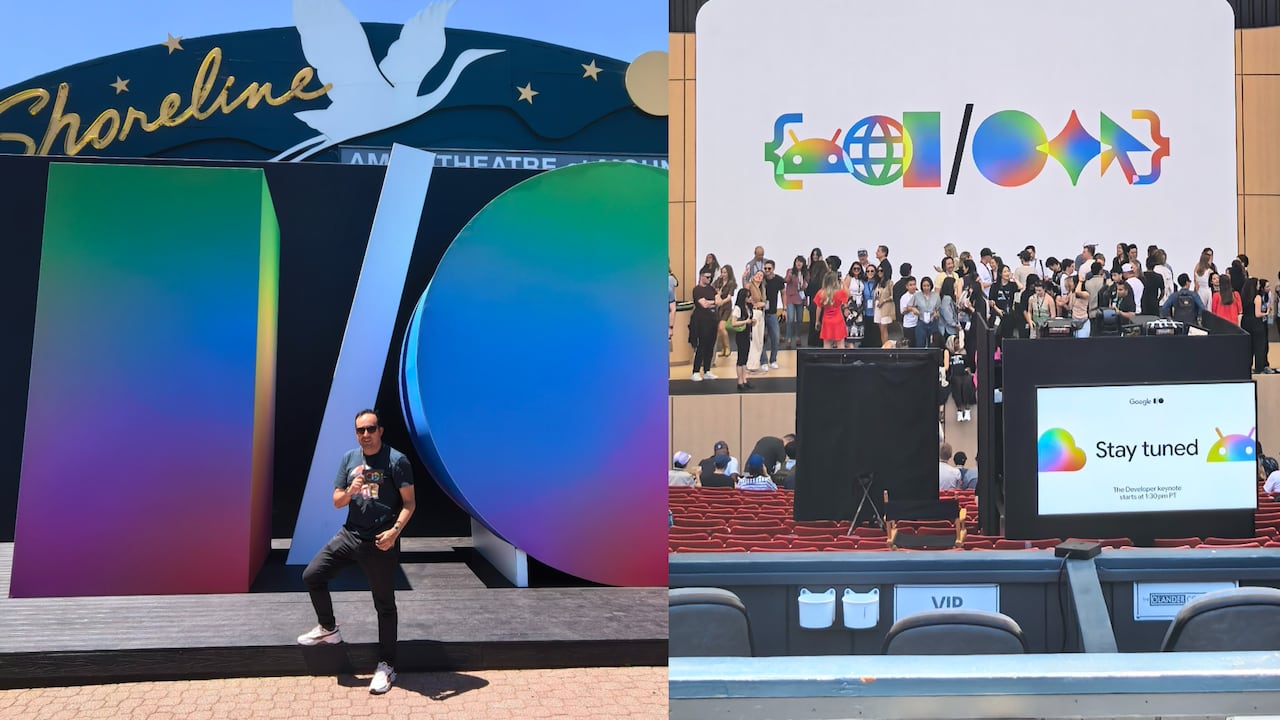 Entrada al Google I/O de Google y el Shoreline Amphitheatre, escenario donde fue la presentación.