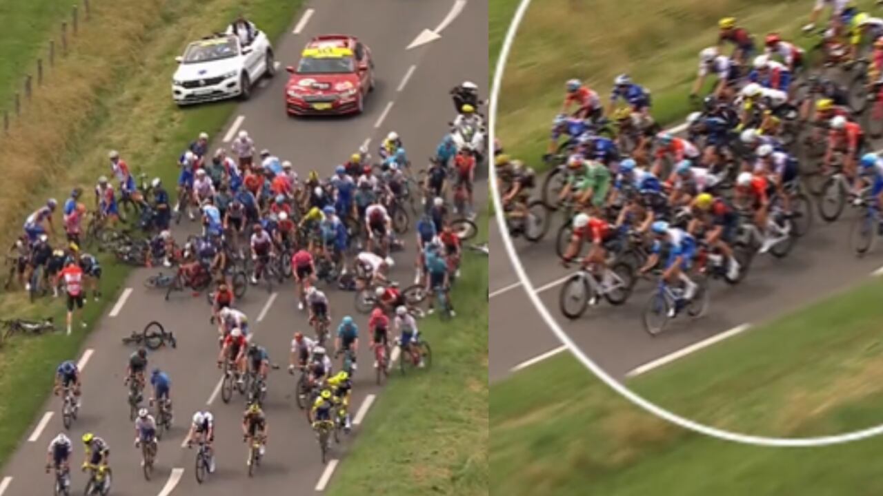 Caída Nairo Quintana. Foto: Captura de pantalla - @letour_col