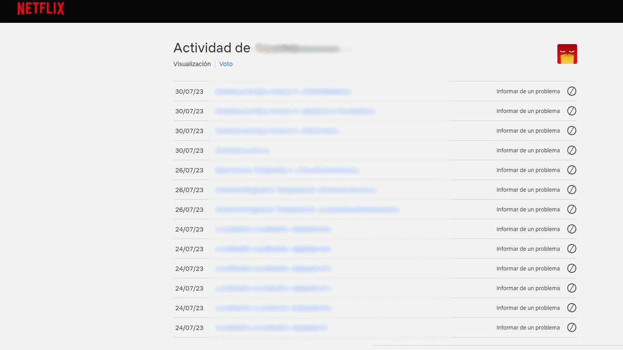 Netflix cuenta con un historial de contenidos visualizados por el usuario.