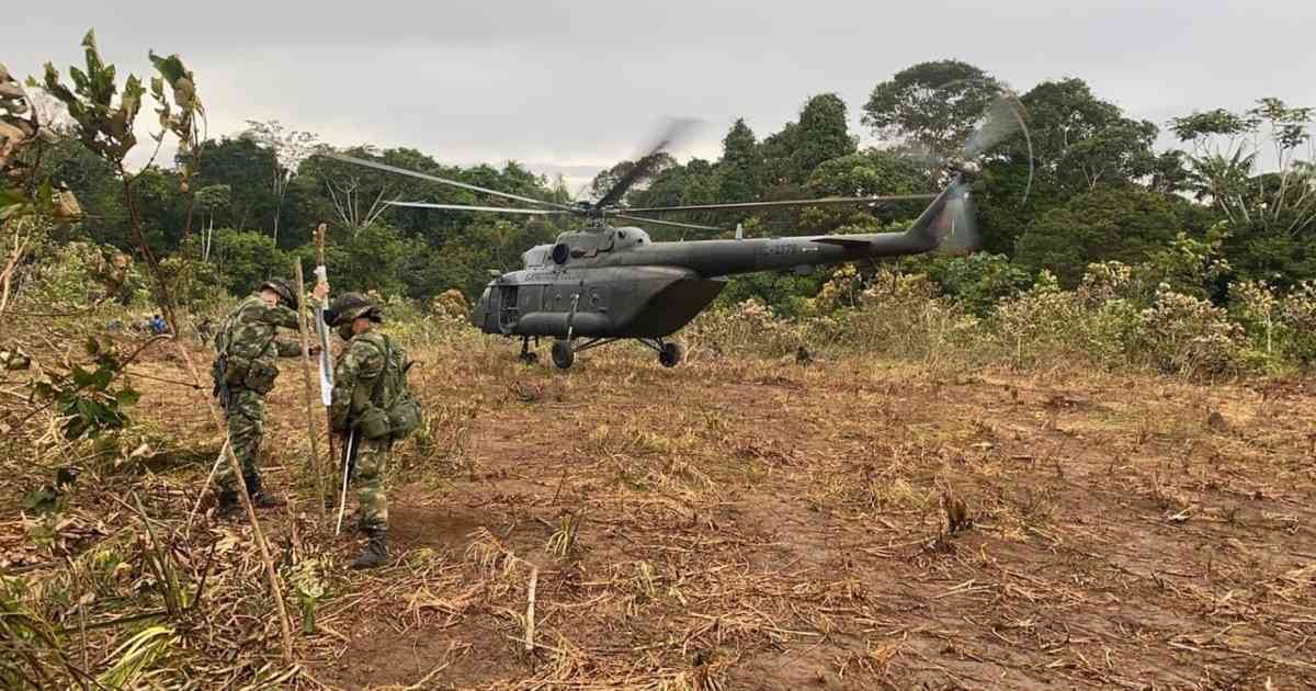 Las Fuezas Militares realizaron las sexta fase de la Operación Artemisa en la Serranía de La Macarena. Foto: Ejército Nacional.  