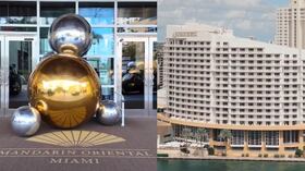 Vista del icónico Mandarin Oriental Miami en Brickell Key, que será demolido tras 25 años para dar paso a un nuevo complejo de lujo en Miami.