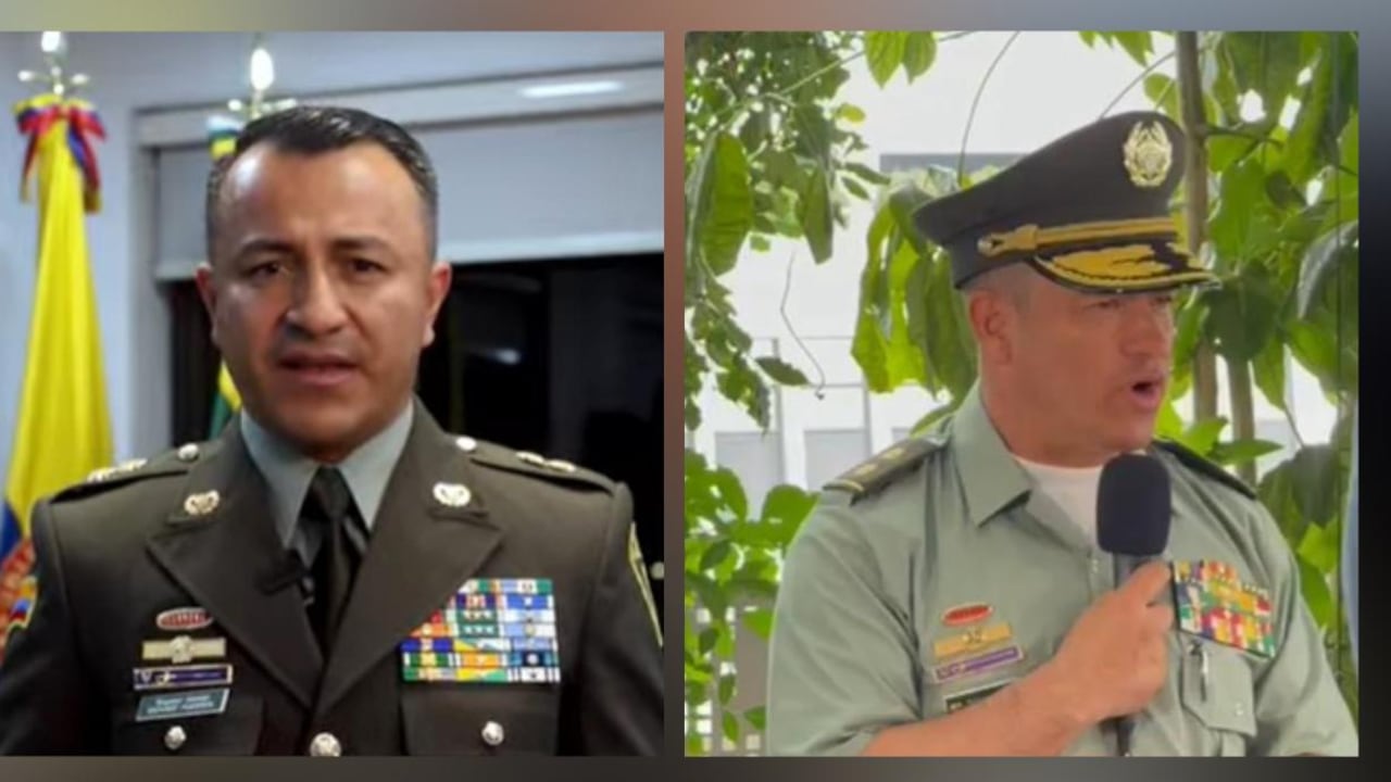 General Hainer Puentes Aguilar, director de Bienestar Social de la Policía, y general Óscar Andrés Lamprea, comandante policía de Medellín.