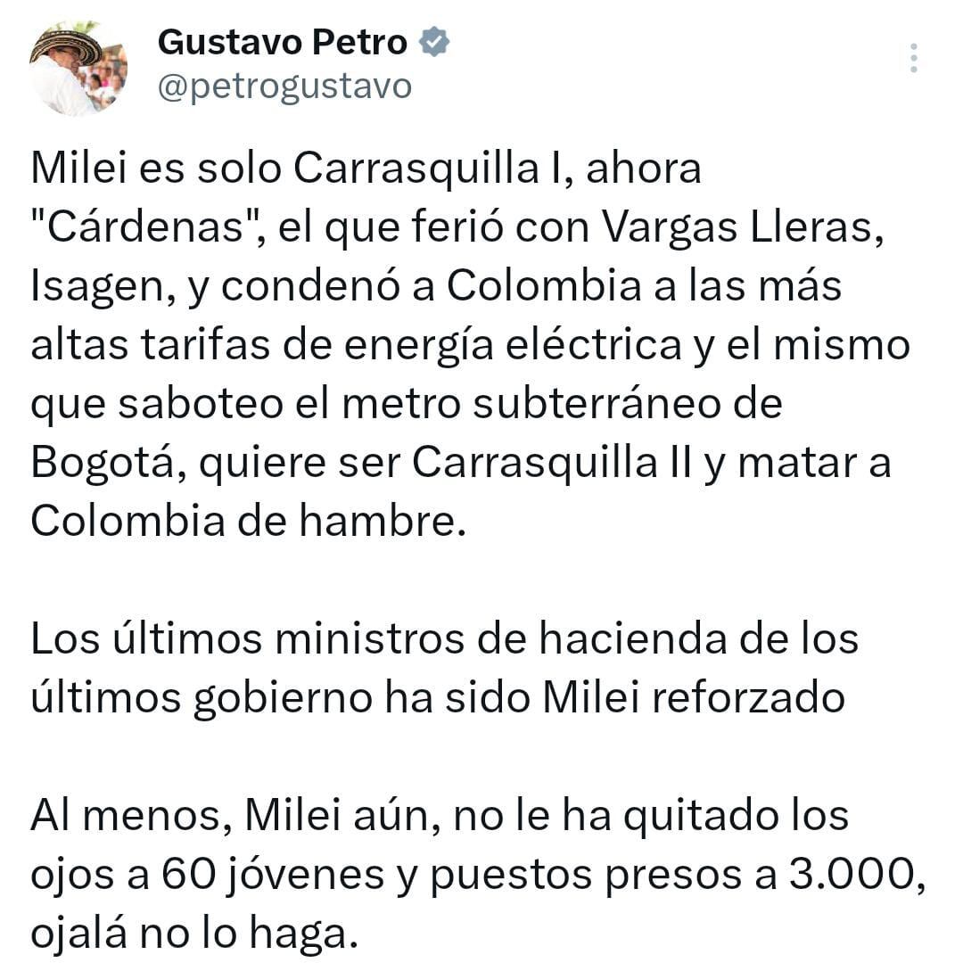 Trino del Presidente Gustavo Petro criticando a Mauricio Cárdenas, exministro de Hacienda