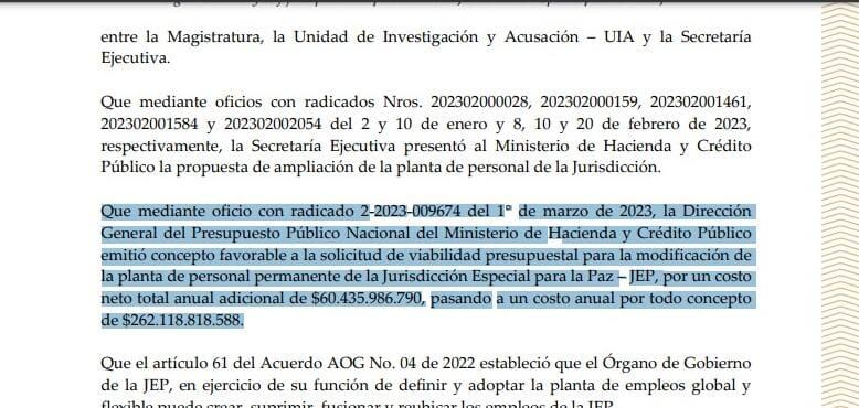 El aumento de nómina tiene un costo neto total anual adicional de $60.435.986.790, pasando a un costo anual por todo concepto de $262.118.818.588