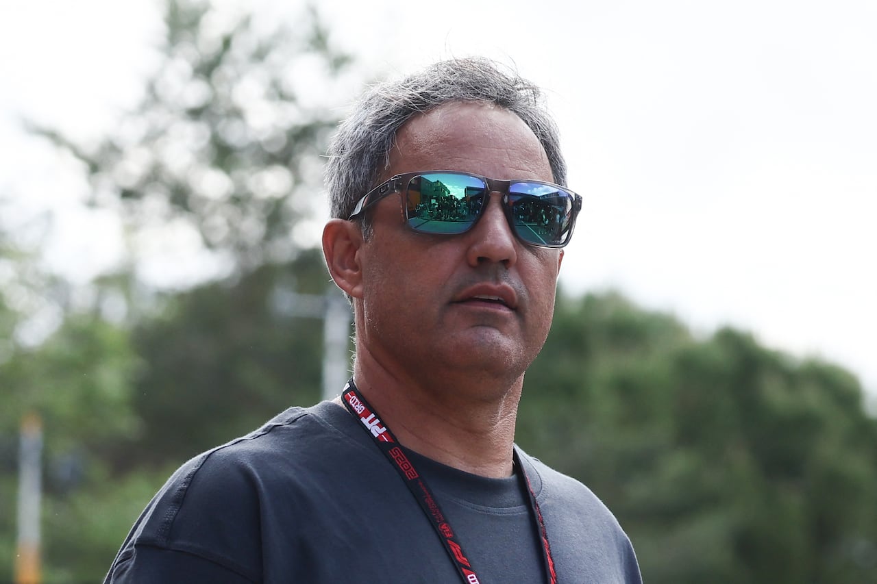 Juan Pablo Montoya before the first practice ahead of the Formula 1 Emilia-Romagna Grand Prix at Autodromo Enzo e Dino Ferrari in Imola, Italy on May 16, 2025. (Photo by Jakub Porzycki/NurPhoto) (Photo by Jakub Porzycki / NurPhoto via AFP)