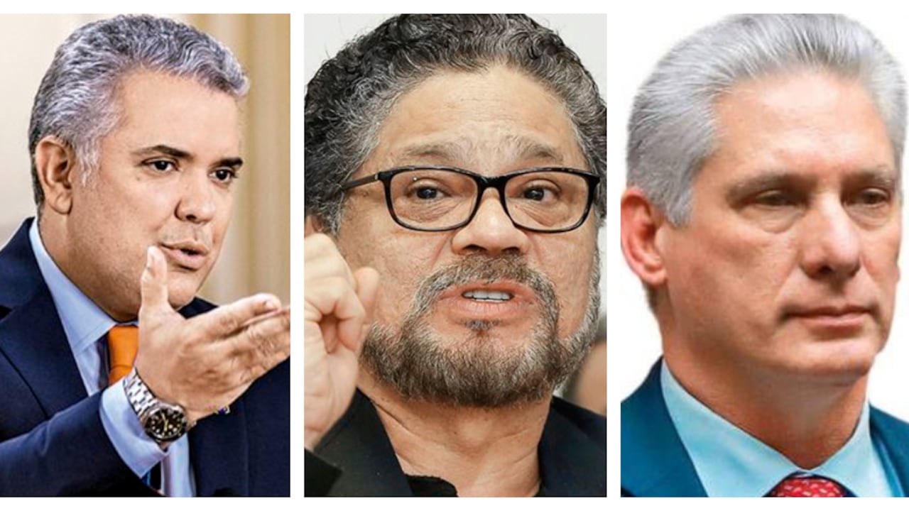 El presidente Duque, Iván Márquez, y Miguel Díaz-Canel, presidente de Cuba