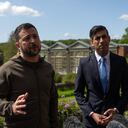 Volodimir Zelensky estuvo en Londres con el primer ministro británico. Foto: AFP.
