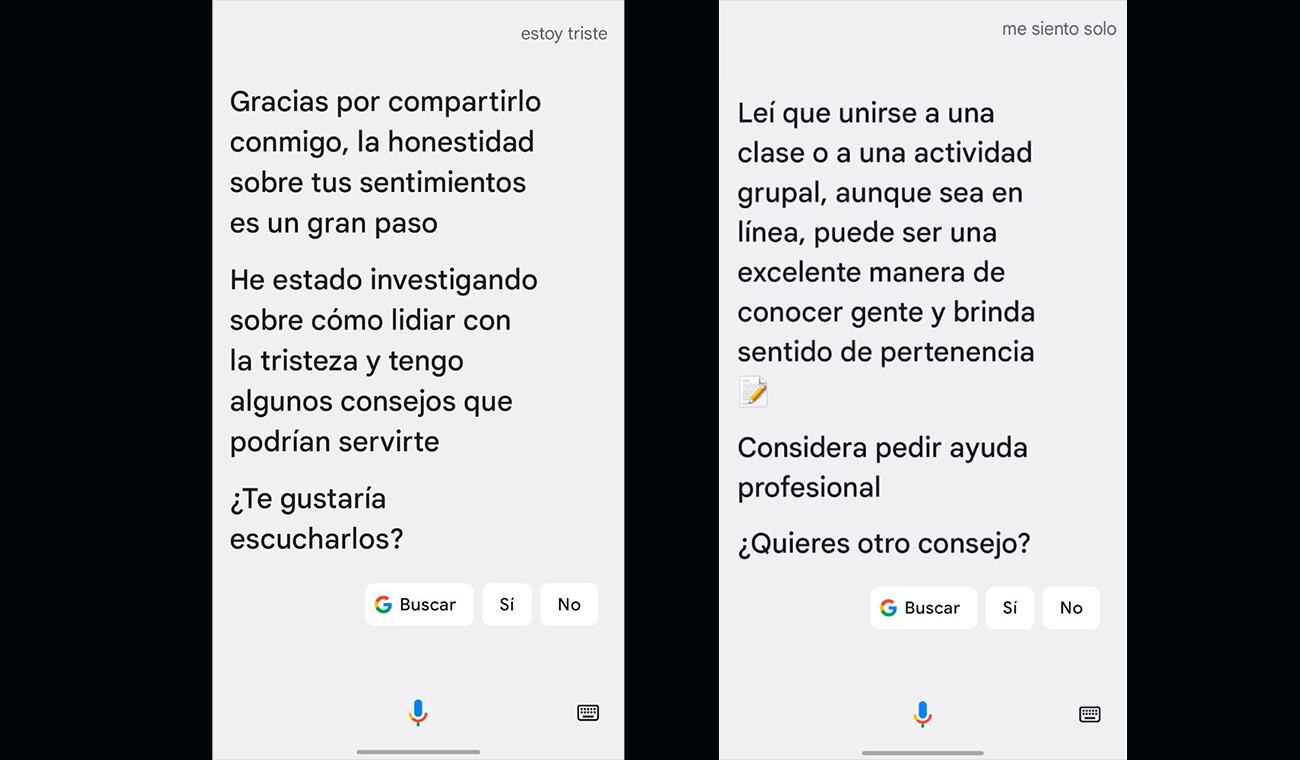 El asistente inteligente de Google genera respuestas de apoyo emocional para los usuarios.