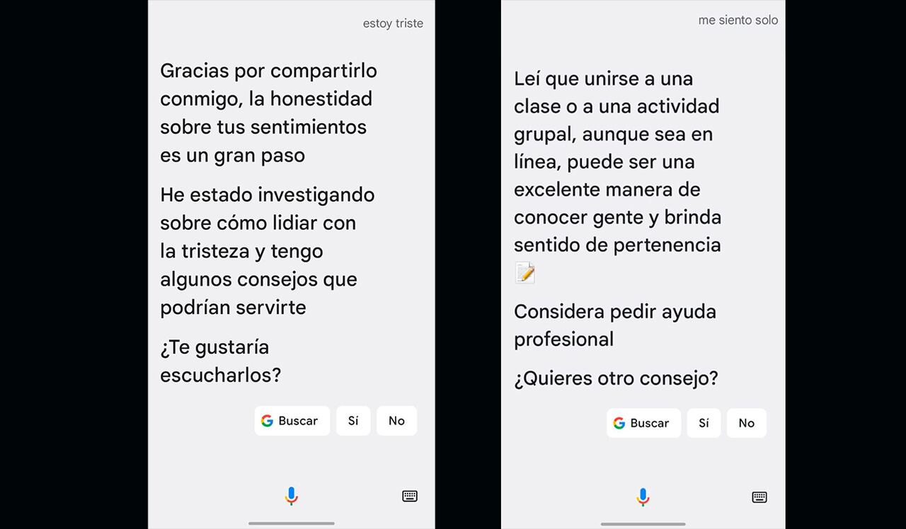 El asistente inteligente de Google genera respuestas de apoyo emocional para los usuarios.