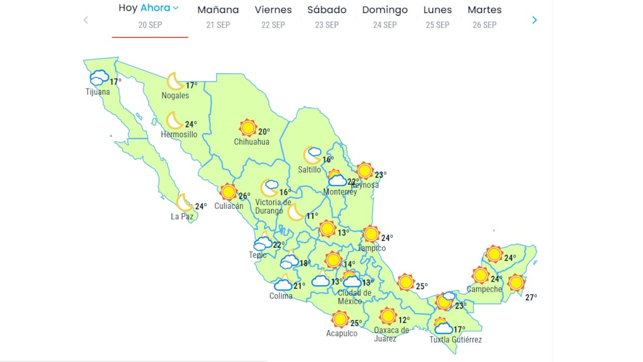 En entidades del noroeste y occidente de México, se pronostican chubascos con lluvias puntuales fuertes, descargas eléctricas y rachas de viento de hasta 40 km/h, durante las próximas tres horas.
