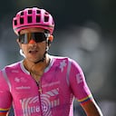 Richard Carapaz en la meta de la etapa 18.