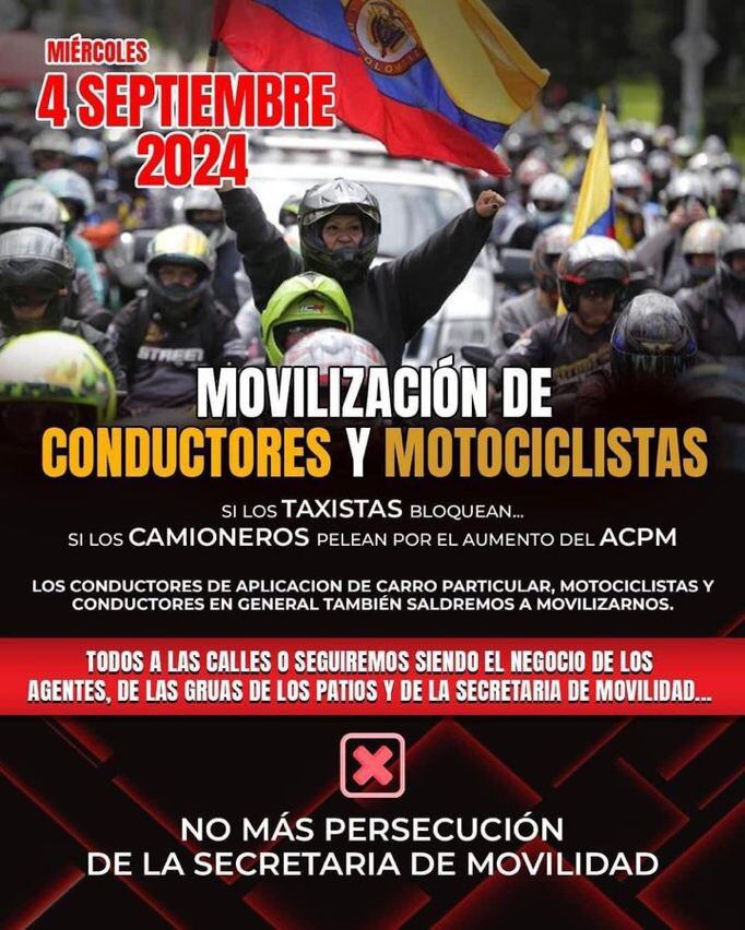 Motociclistas también se unirán al paro de los camioneros.