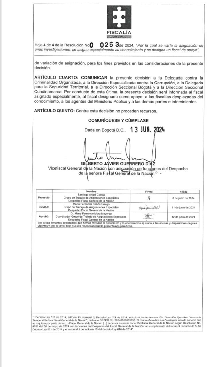 SEMANA conoció el documento que advierte una reunión entre la fiscal Monsalve y su jefe, donde se “acordó” la solicitud de reasignación de los procesos.