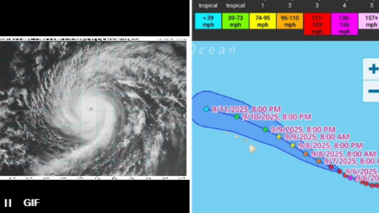 Así avanza el huracán Kiko sobre las costas de Hawái. Las alertas están encendidas.