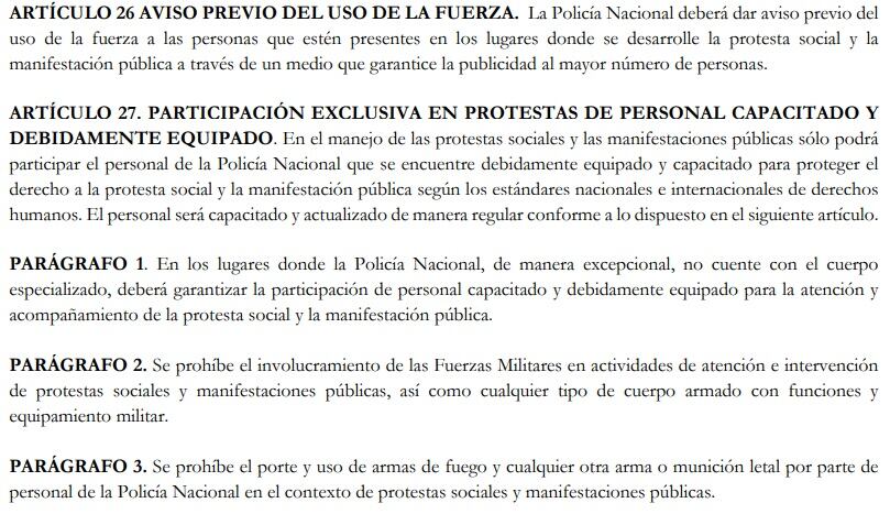 Proyecto de ley estatutaria para dar garantía a la protesta y la movilización social.