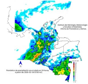 Así estarán las lluvias en Colombia.