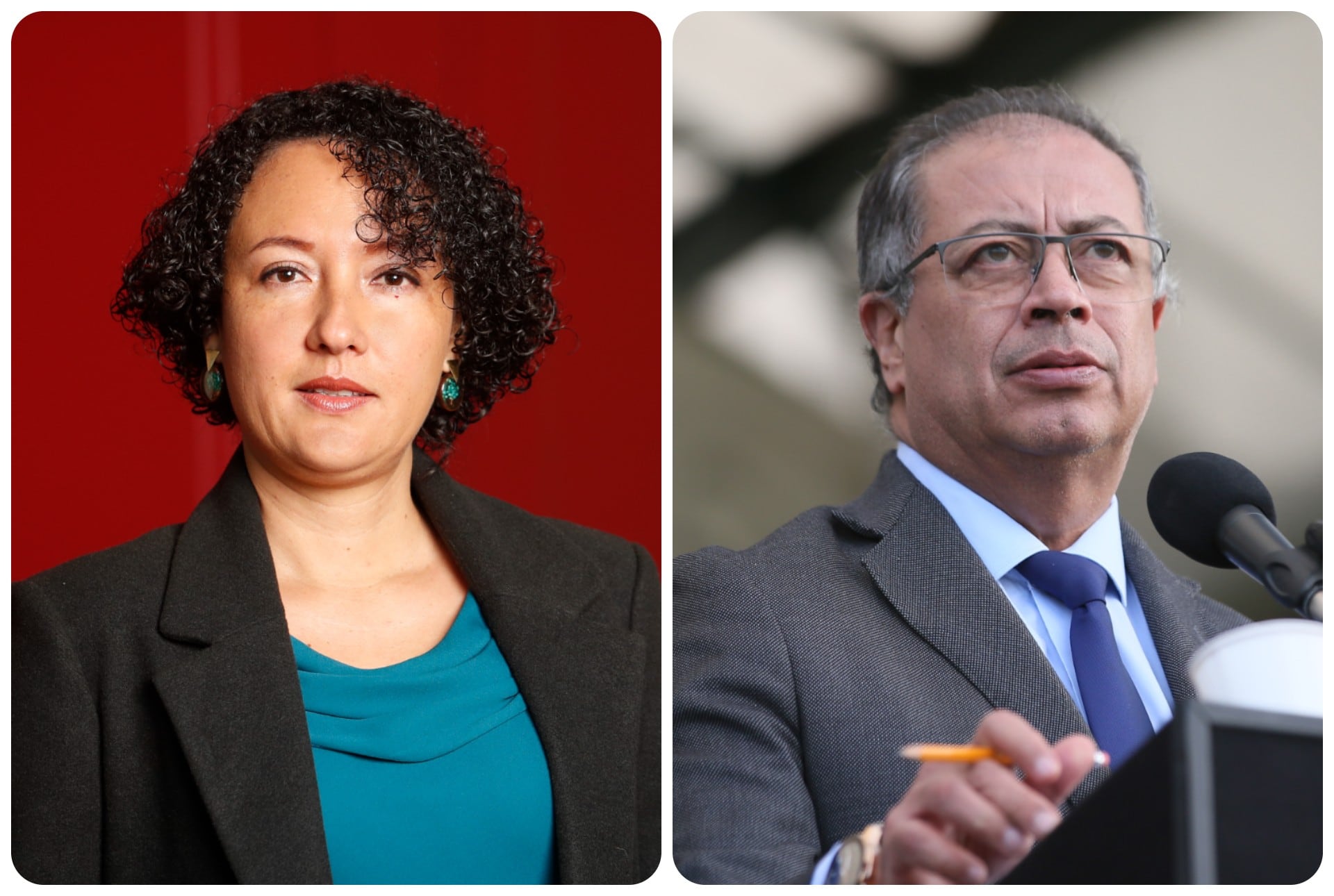 La senadora del Pacto Histórico Isabel Zuleta y el presidente de Colombia, Gustavo Petro.