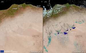 Lagos en el desierto de Libia provocados por la tormenta Daniel
COPERNICUSEU
13/9/2023