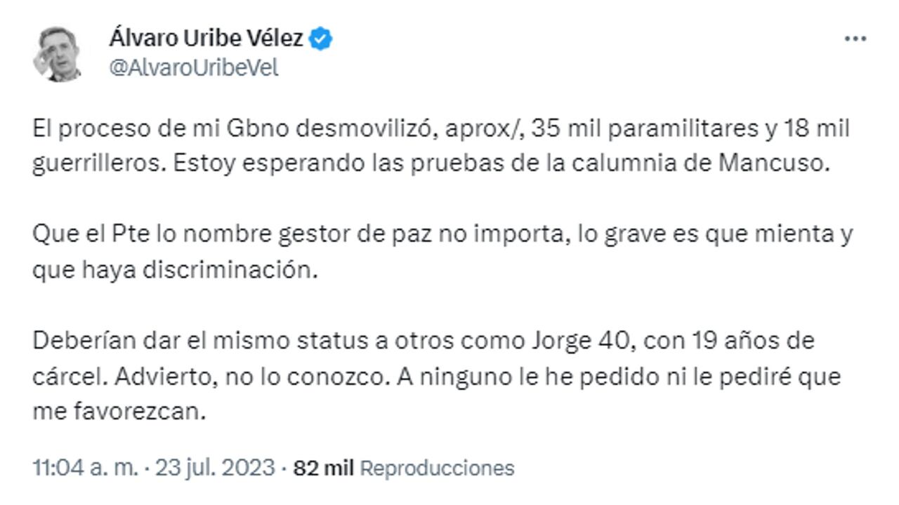 Trino de Álvaro Uribe Vélez.