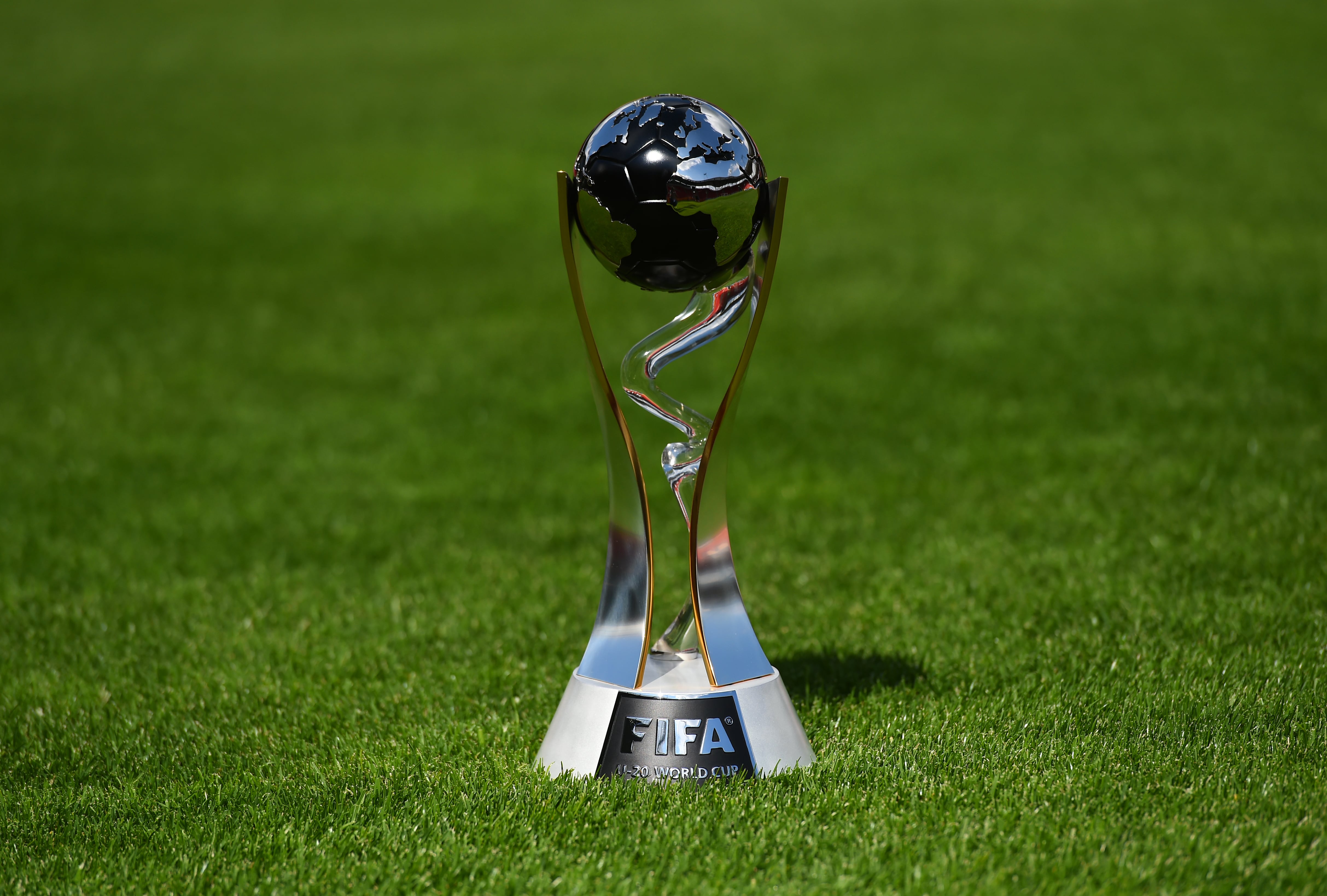 LODZ, POLAND - MAY 18: A general view of FIFA U-20 World Cup Poland 2019 trophy on May 18, 2019 in Lodz, Poland. (Photo by Tom Dulat - FIFA/FIFA via Getty Images)