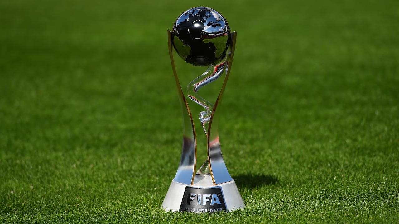 LODZ, POLAND - MAY 18: A general view of FIFA U-20 World Cup Poland 2019 trophy on May 18, 2019 in Lodz, Poland. (Photo by Tom Dulat - FIFA/FIFA via Getty Images)