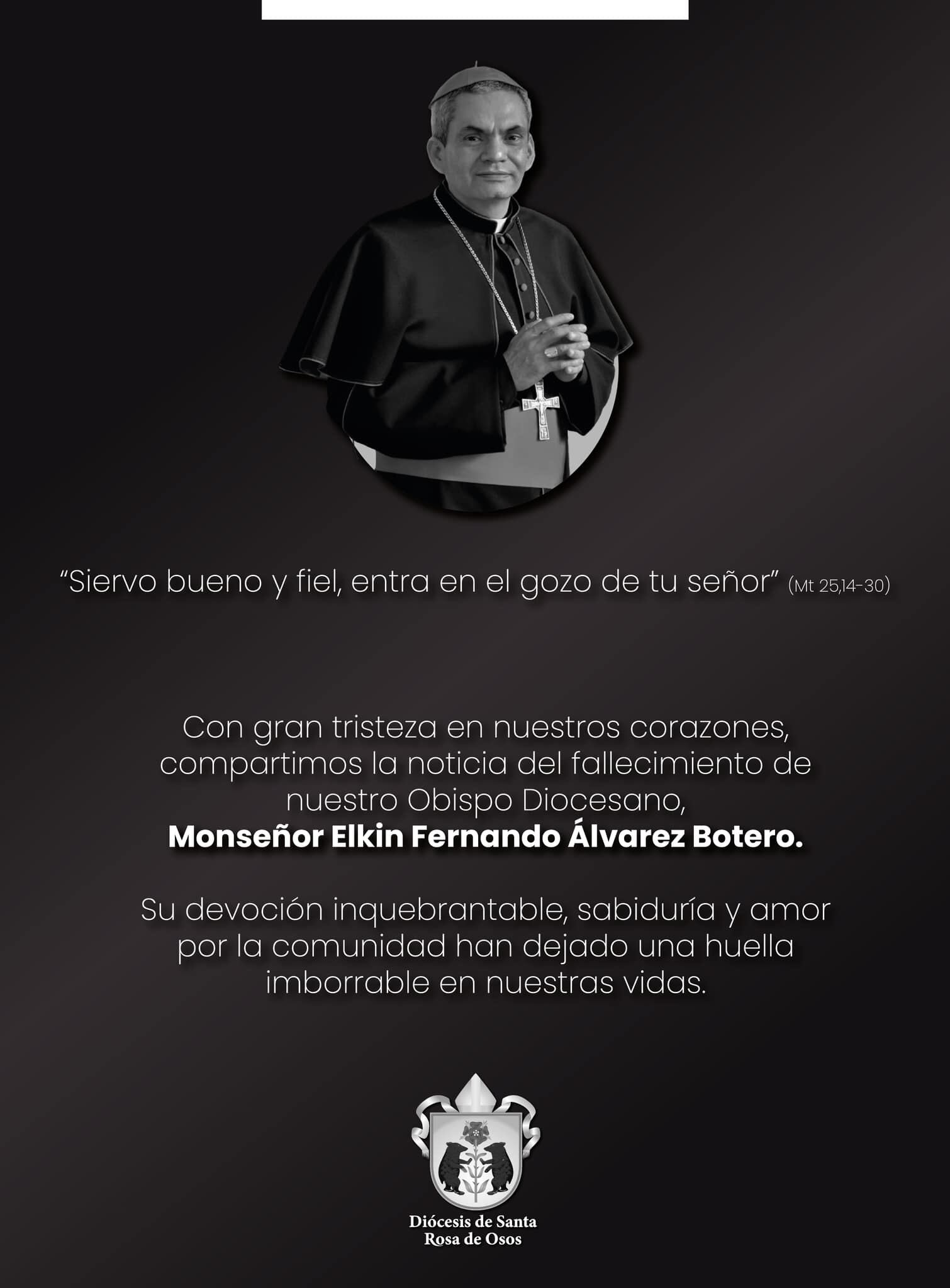 Desde la Diócesis anunciaron el fallecimiento de Monseñor, distinguido en Antioquia