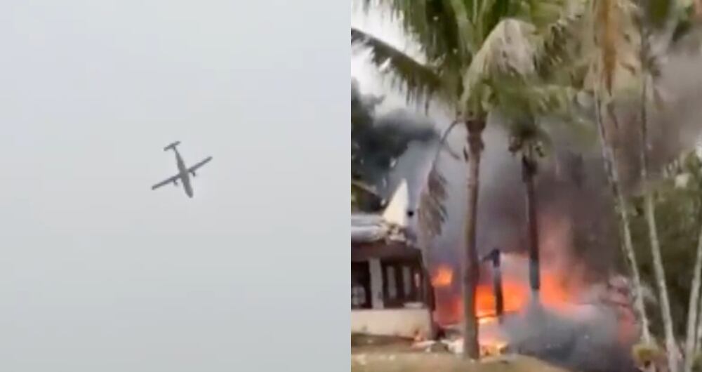 Momento de la caída de avión en Brasil este viernes, 9 de agosto.