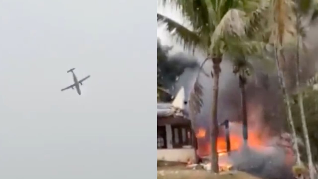Momento de la caída de avión en Brasil este viernes, 9 de agosto.